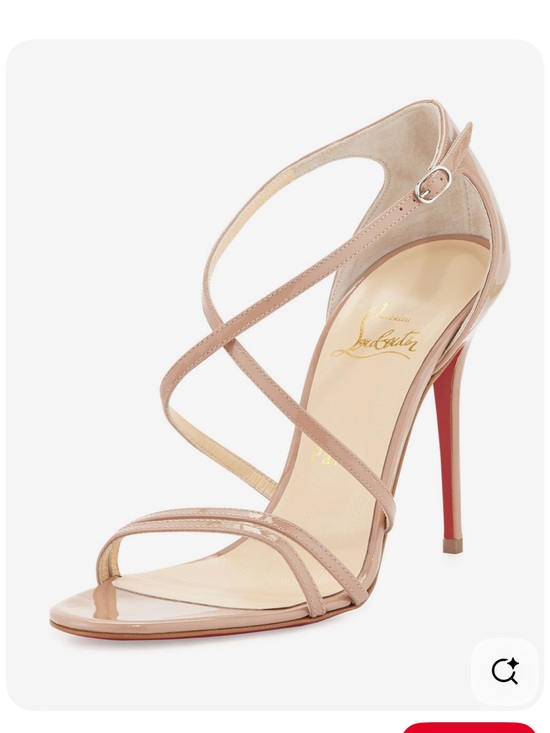 Christian Louboutin Shoes - Christian Louboutin Blush Patent Leather Strappy High-Heel Sandals with Red Sole